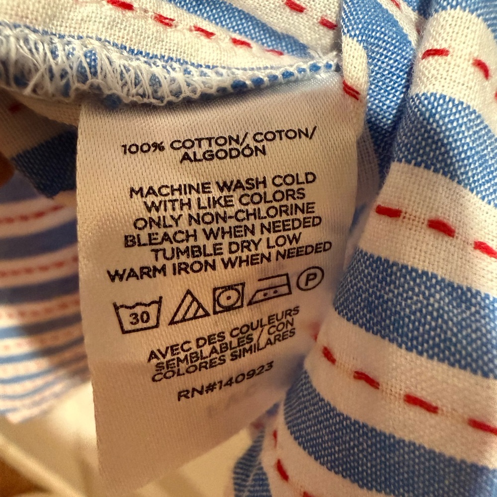 LOFT White and Blue Striped Button Down Shirt - Picture 10 of 15